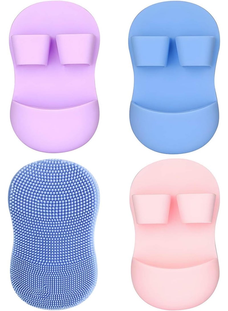 فرشاة وجه من السيليكون مكونة من 4 قطع، فرشاة صغيرة محمولة باليد لتنظيف الوجه، فرشاة تدليك للوجه، منظف لإزالة مكياج الوجه لتقشير لطيف وتنظيف الرؤوس السوداء، العناية بالبشرة بالتنظيف العميق - Image 1