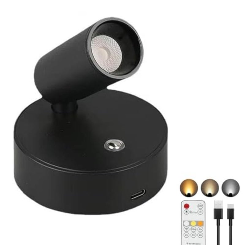 Wireless LED Spotlight Indoor, Uplight with Timer Dimmable, Rechargeable Battery Powered Accent Light for Plants, Artwork, Corner Lighting Black, 1 Pack - Image 1
