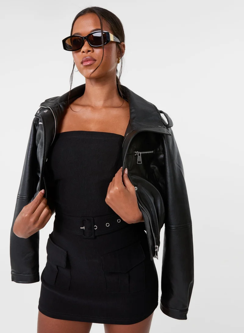 Bandeau Combat Playsuit With Belt