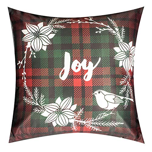 Vendola Decorative Merry Christmas Satin Cushion Cover 24 Inch x 24 Inch 5 Piece, Cusion Cover Sofa Pillow Cover Set for Home, Sofa & Living Room, Checks Print, Red, Green and White, 24X24 Inches - Image 5