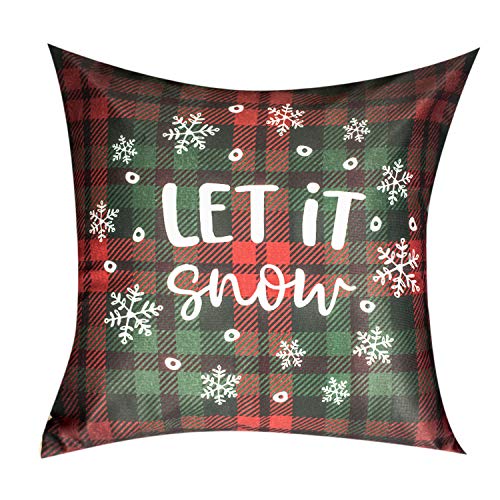 Vendola Decorative Merry Christmas Satin Cushion Cover 24 Inch x 24 Inch 5 Piece, Cusion Cover Sofa Pillow Cover Set for Home, Sofa & Living Room, Checks Print, Red, Green and White, 24X24 Inches - Image 2