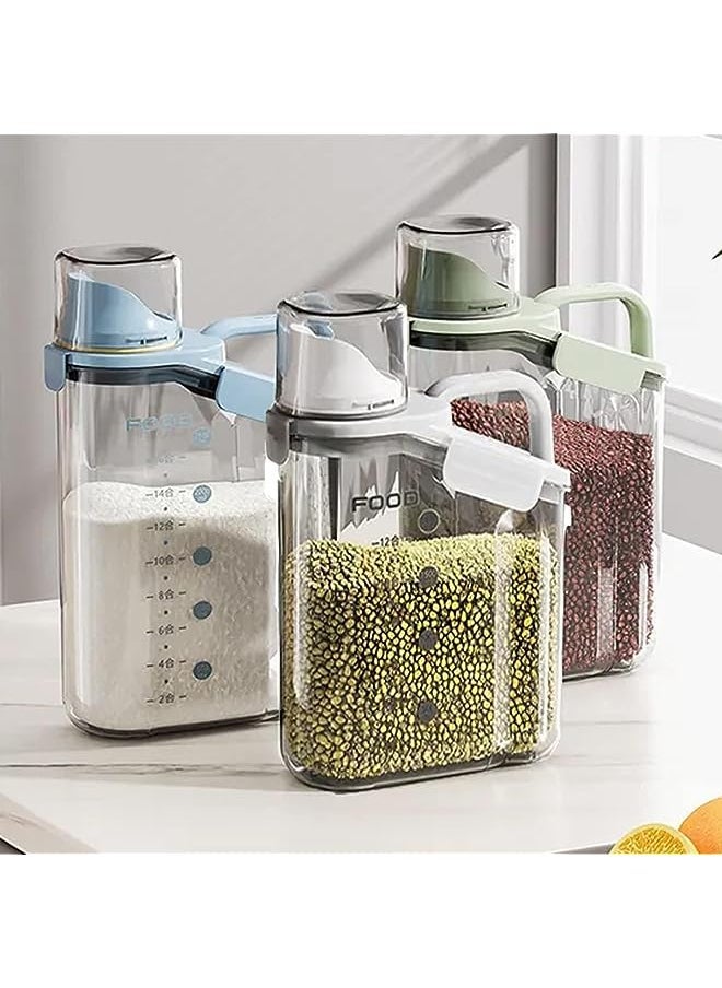 Raxoom 3Pcs Cereal Containers Set | Premium Quality 2.8L / 2L/1.6L Capacity Airtight Food Storage Container | BPA Free Plastic Rice Storage Bin/Dispenser + Measuring Cup & Pour Spout  - Image 2