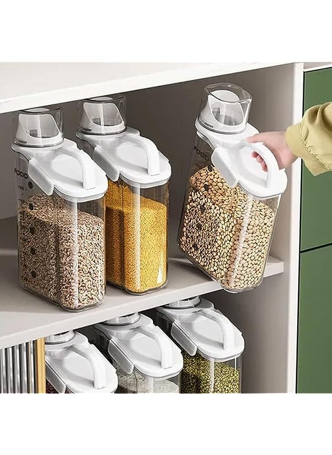 Raxoom 3Pcs Cereal Containers Set | Premium Quality 2.8L / 2L/1.6L Capacity Airtight Food Storage Container | BPA Free Plastic Rice Storage Bin/Dispenser + Measuring Cup & Pour Spout  - Image 3