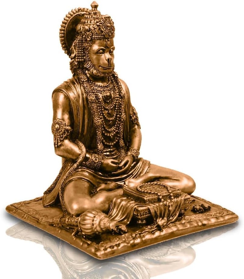 Karigaari India Antique Hanuman Idol Sitting in Meditation Pose | Bajrangbali Murti for Home Temple Office Car Dashboard | Decorative Spiritual Figurine for Puja & Gifting - Image 2