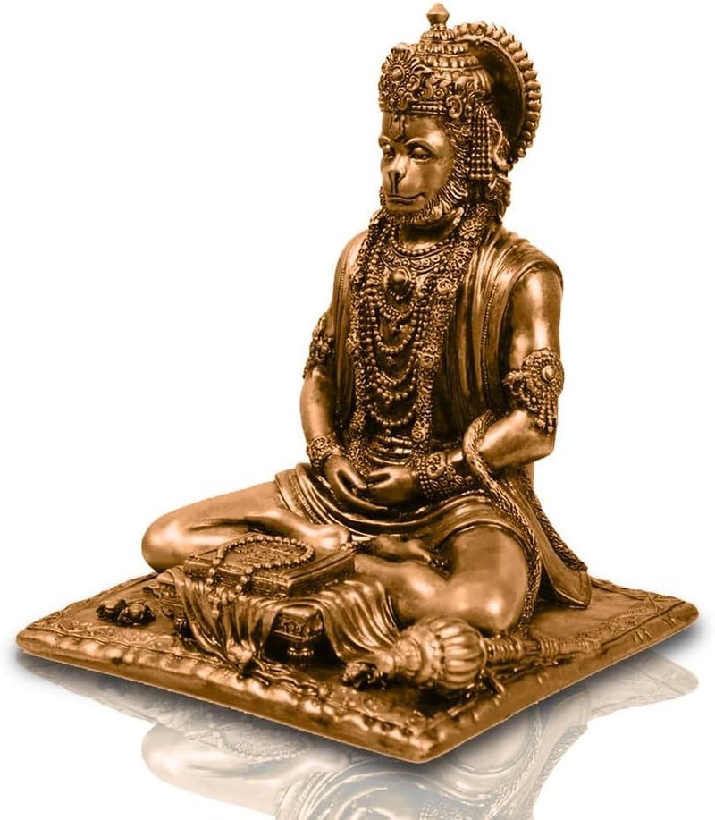 Karigaari India Antique Hanuman Idol Sitting in Meditation Pose | Bajrangbali Murti for Home Temple Office Car Dashboard | Decorative Spiritual Figurine for Puja & Gifting - Image 4