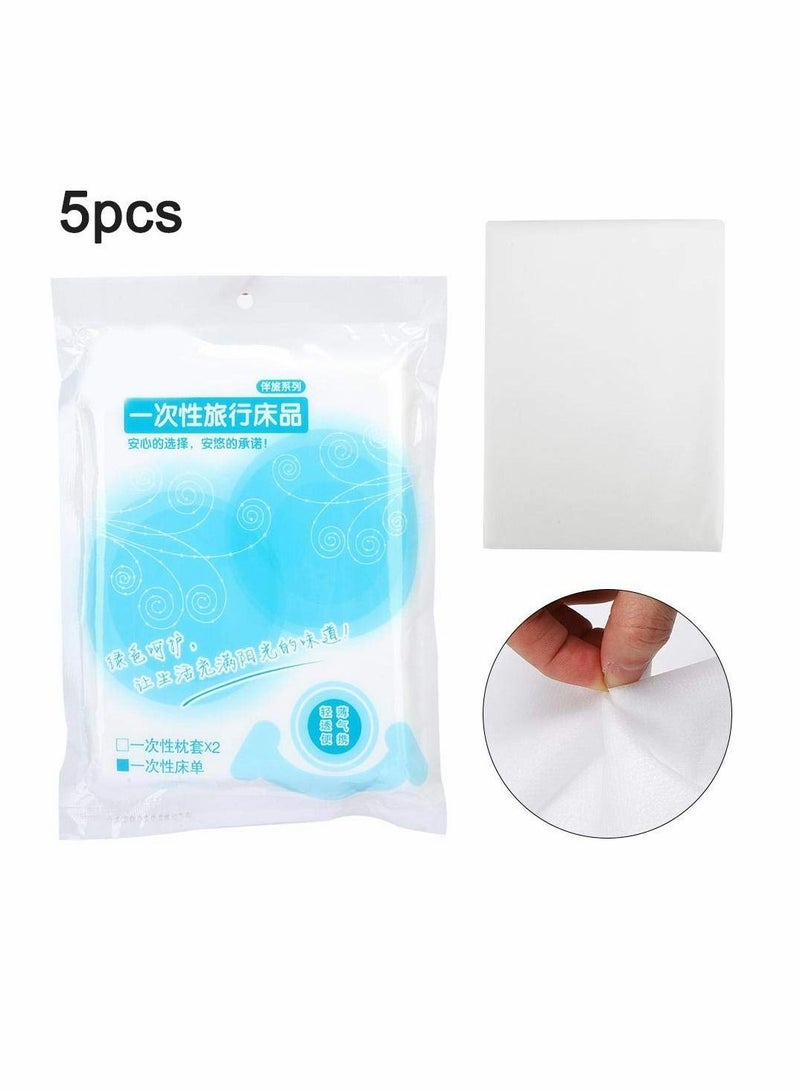 SYOSI Children's Sheet Pillowcase Sets, 5pcs 120 x 200cm MAKINGTEC Disposable Bed Sheets Bed Cover Portable Outdoor Hotel Bedding Supplies - Image 4