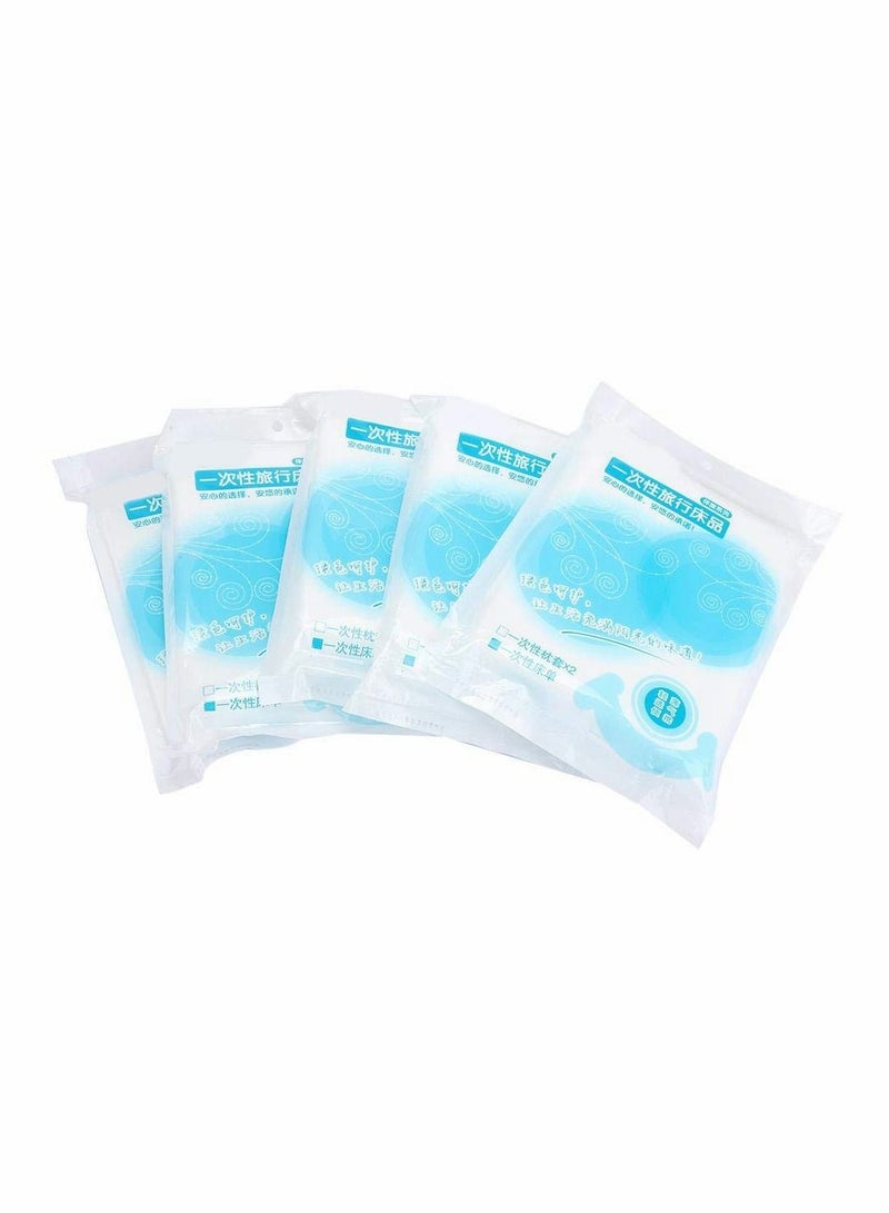 SYOSI Children's Sheet Pillowcase Sets, 5pcs 120 x 200cm MAKINGTEC Disposable Bed Sheets Bed Cover Portable Outdoor Hotel Bedding Supplies - Image 2