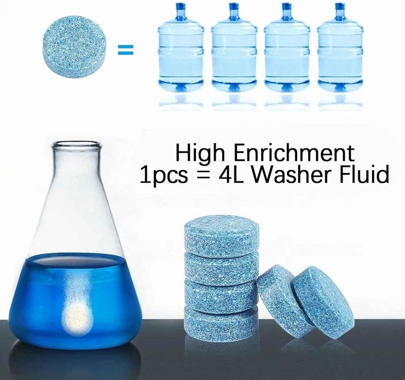 klarako 100PCS Car Windshield Effervescent Washer Tablets, Car Effervescent Washer, Car Concentrated Washer Tablets, Solid Glass Wiper Cleaning Tablets For Car Kitchen Window (100PCS) - Image 1
