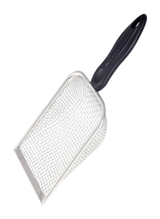 SUMERSHA Beach Mesh Shovel, Sand Sifter Shell Collecting Tools Sand Scooper for Picking Up Shells, Cat Litter Scoop, Silver - Image 1