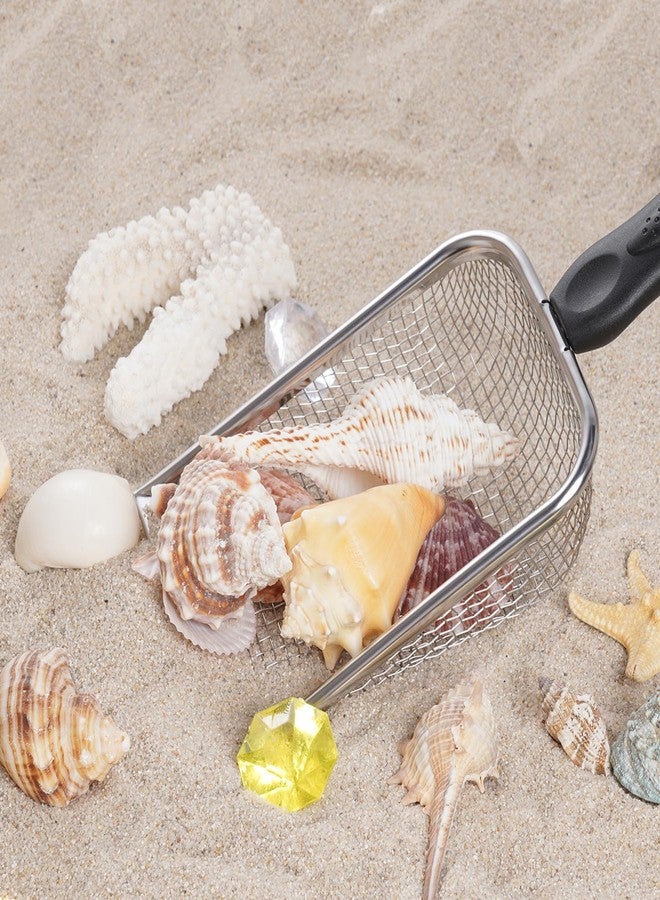 SUMERSHA Beach Mesh Shovel, Sand Sifter Shell Collecting Tools Sand Scooper for Picking Up Shells, Cat Litter Scoop, Silver - Image 3