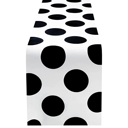 Letjolt Table Runner Black Dot Black and White Signs Runner Table Decorations for Baby Shower Supplies Dinner Supplies Indoor Outdoor Parties Birthday Wedding New Year Decorations 12 x 72 Inches - Image 2