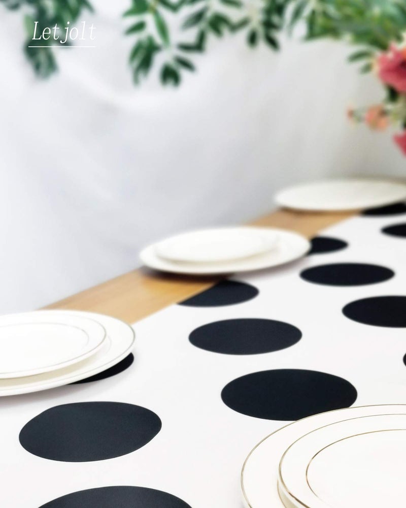 Letjolt Table Runner Black Dot Black and White Signs Runner Table Decorations for Baby Shower Supplies Dinner Supplies Indoor Outdoor Parties Birthday Wedding New Year Decorations 12 x 72 Inches - Image 5