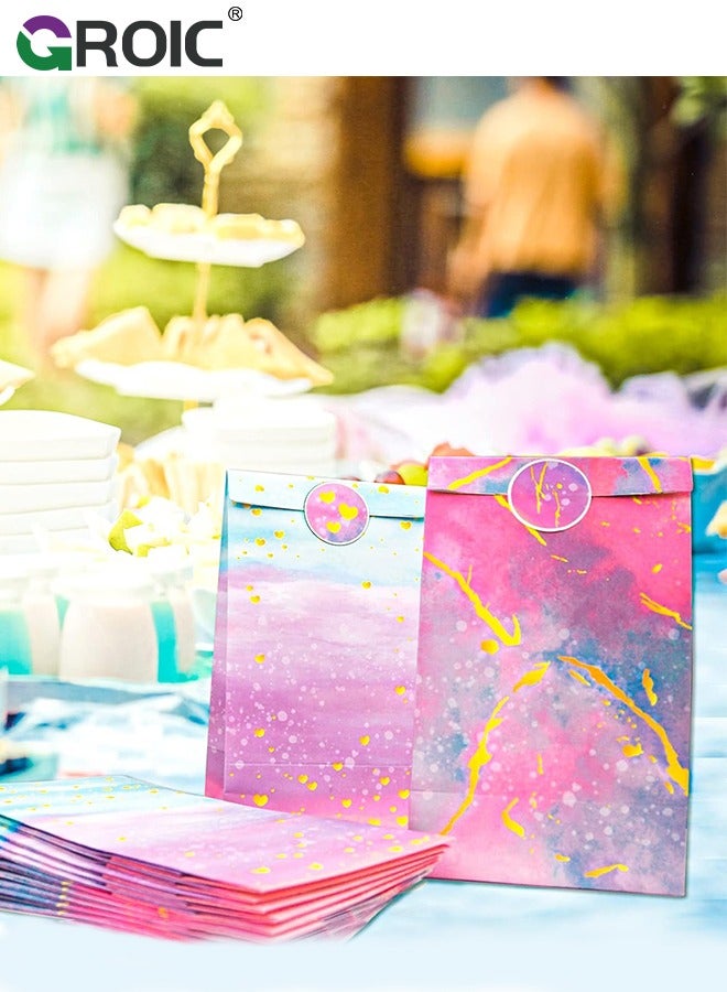 GROIC 12 Pcs Party Favor Bags for Girls, Tie Dye Party Bags Pink Princess Supplies Party Favors Bag for Girls Baby Shower Candy Goodie Bag Seal Sticker, Party Supplies - Image 5