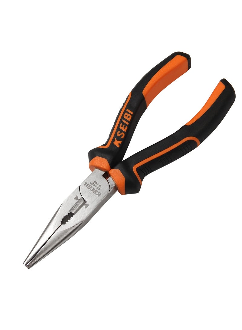 KSEIBI Long Nose Pliers 8 Inch with Professional Handle, Flat Serrated Gripping Jaws, Precision Nose Pliers with Wire Cutter Nickel Chromium Steel Construction, Designed for Mechanics, Technicians, and Contractors.  - Image 2