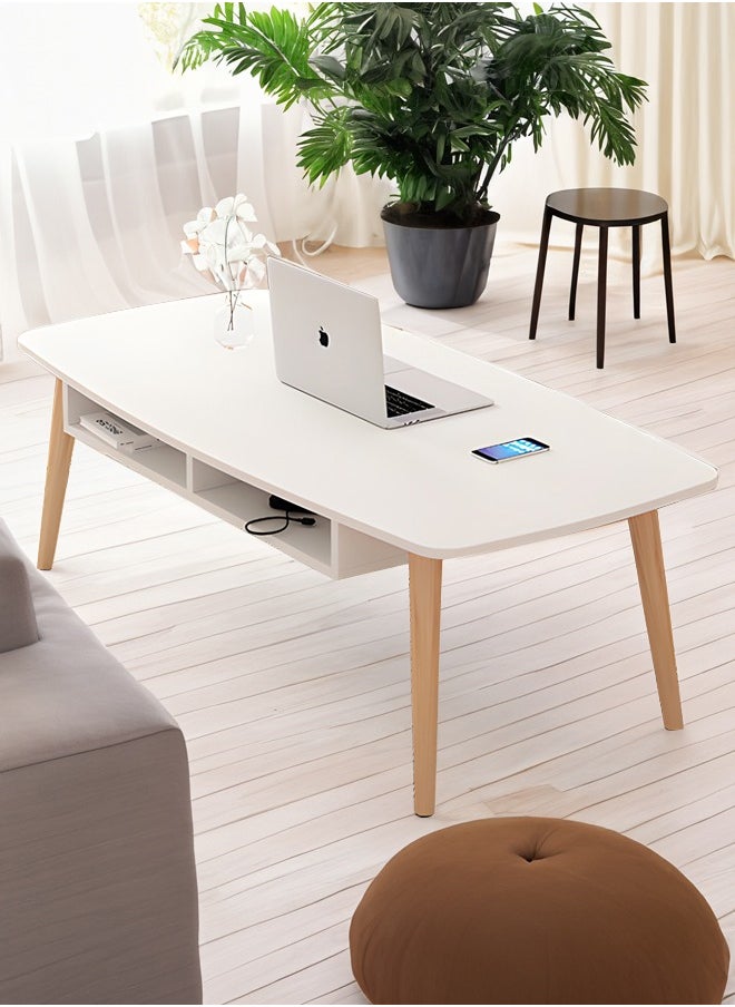 Occuwzz - Modern rounded corner coffee table easy to install space saving storage display coffee table suitable for living room office balcony cafe - Image 1