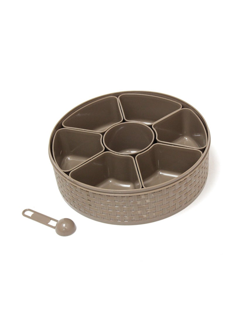 NAKODA Nebula Spice Box with Spoon – 23cm Diameter, 7cm Height  7 Dividers for Spices, Masalas, and Dry Ingredients Airtight Lid  - Image 4