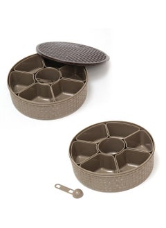 NAKODA Nebula Spice Box with Spoon – 23cm Diameter, 7cm Height  7 Dividers for Spices, Masalas, and Dry Ingredients Airtight Lid  - Image 2