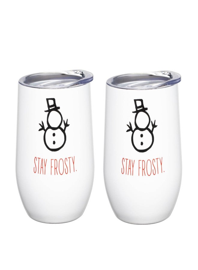 Cambridge EP59BLKWHCB2DS 12 Oz Stay Frosty Wine Tumblers, Set of 2, Christmas Theme - Image 1