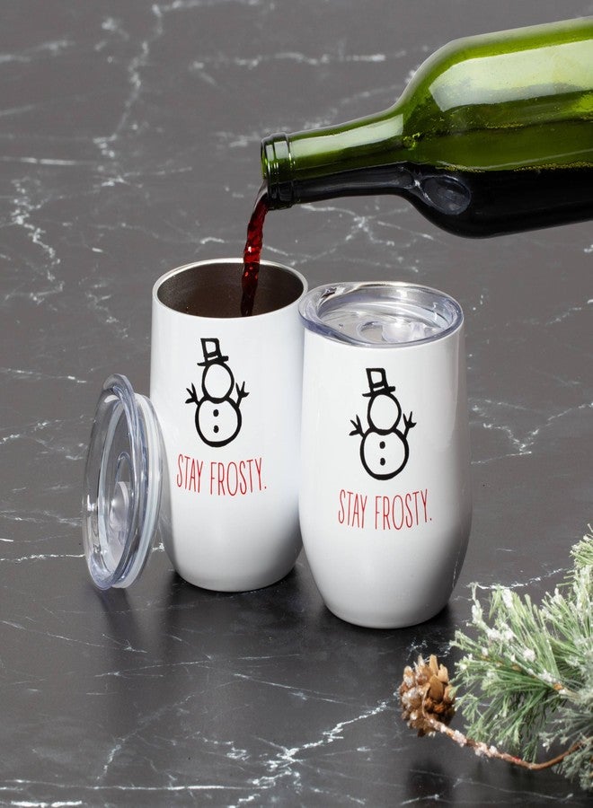 Cambridge EP59BLKWHCB2DS 12 Oz Stay Frosty Wine Tumblers, Set of 2, Christmas Theme - Image 5