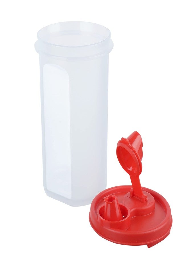 Cutting EDGE Smart Oil Dispenser Storage Air-Tight & Leak Resistant Plastic Round Modular Container for Vinegar, Sauces, Easy Flow, BPA Free, Refrigerator Safe (585 ML, Set of 4, Red) - Image 5