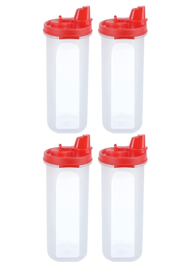 Cutting EDGE Smart Oil Dispenser Storage Air-Tight & Leak Resistant Plastic Round Modular Container for Vinegar, Sauces, Easy Flow, BPA Free, Refrigerator Safe (585 ML, Set of 4, Red) - Image 1