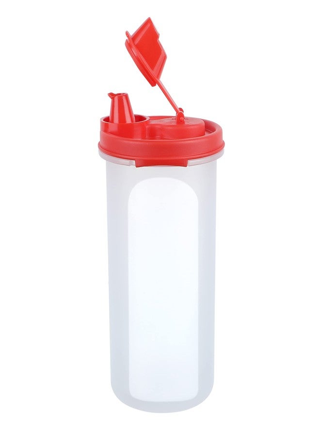 Cutting EDGE Smart Oil Dispenser Storage Air-Tight & Leak Resistant Plastic Round Modular Container for Vinegar, Sauces, Easy Flow, BPA Free, Refrigerator Safe (585 ML, Set of 4, Red) - Image 4