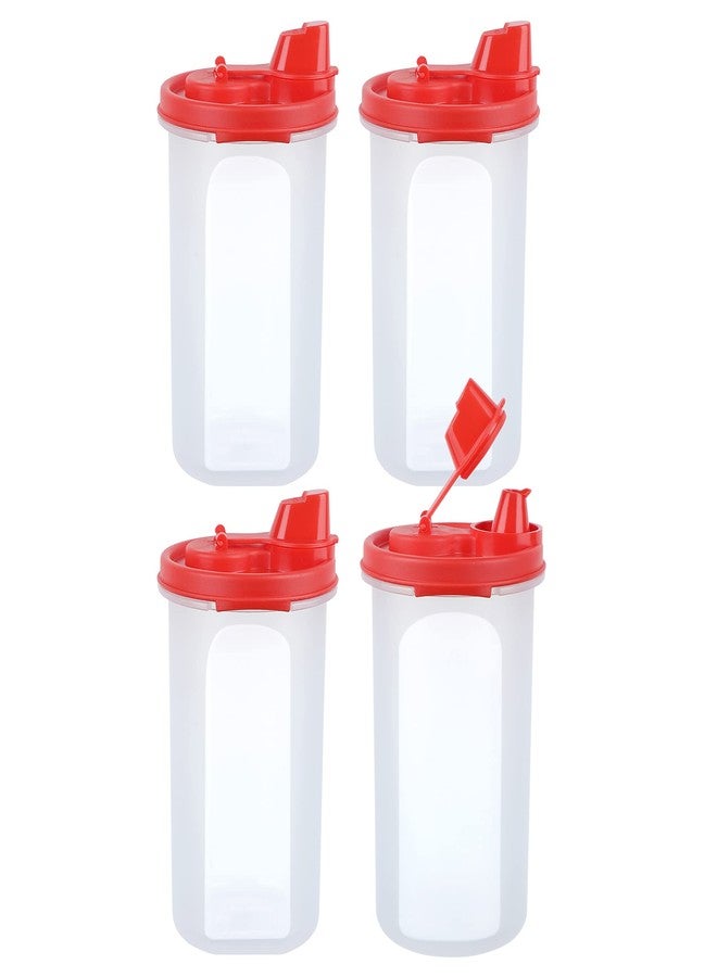 Cutting EDGE Smart Oil Dispenser Storage Air-Tight & Leak Resistant Plastic Round Modular Container for Vinegar, Sauces, Easy Flow, BPA Free, Refrigerator Safe (585 ML, Set of 4, Red) - Image 3