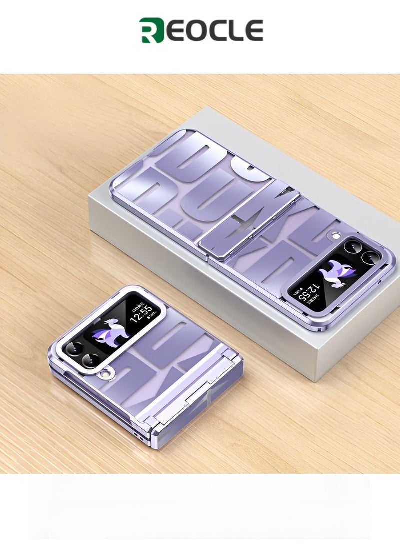 REOCLE Samsung Galaxy Z Flip Case with Hinge Protection Full Cover Slim Case Luxury Phantom Plating Phone Case Electroplated Trendy Letter Phone Case for Galaxy Z Flip - Image 1