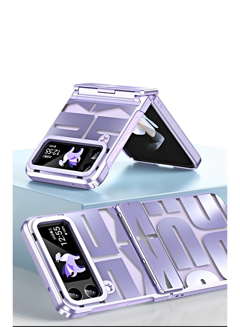 REOCLE Samsung Galaxy Z Flip Case with Hinge Protection Full Cover Slim Case Luxury Phantom Plating Phone Case Electroplated Trendy Letter Phone Case for Galaxy Z Flip - Image 4