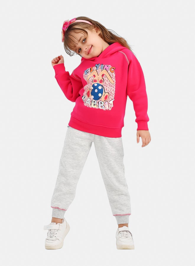 JOCKEY Kids Girl Inner Fleece the Flying Rabbit Print Winter Pajama Set