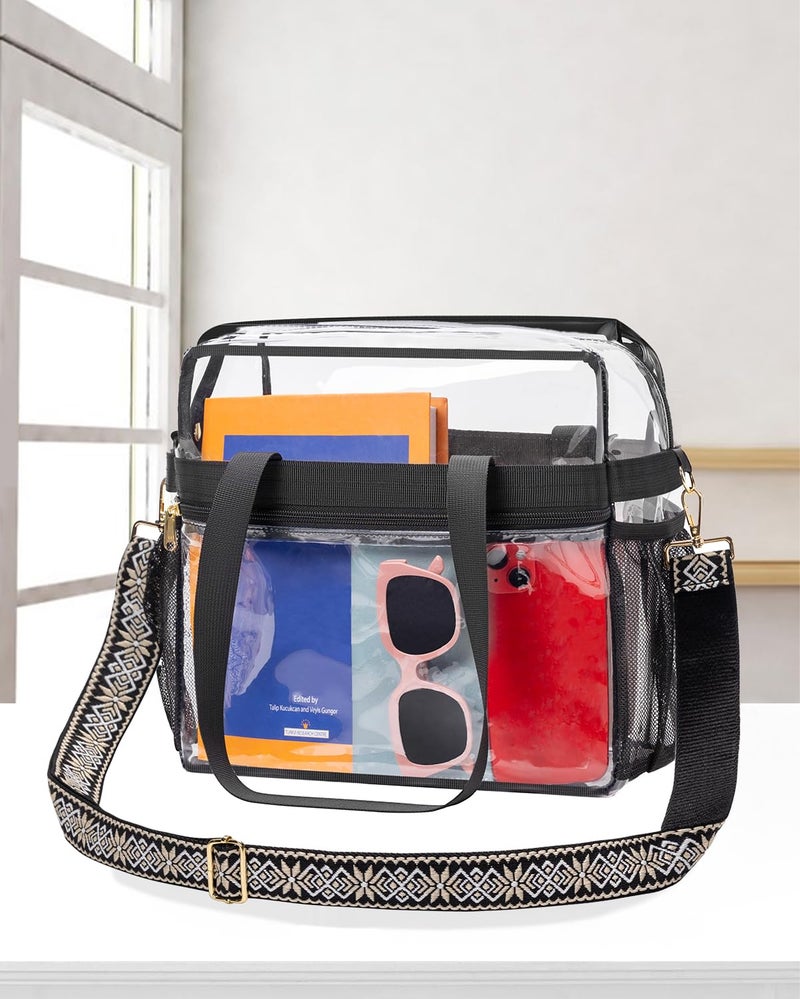 Paxiland Clear Bag for Stadium Events 12x6x12, Clear Tote Bag with Reinforced Strap, Transparent Bag for Sports Concert - Snowflake Strap - Image 3