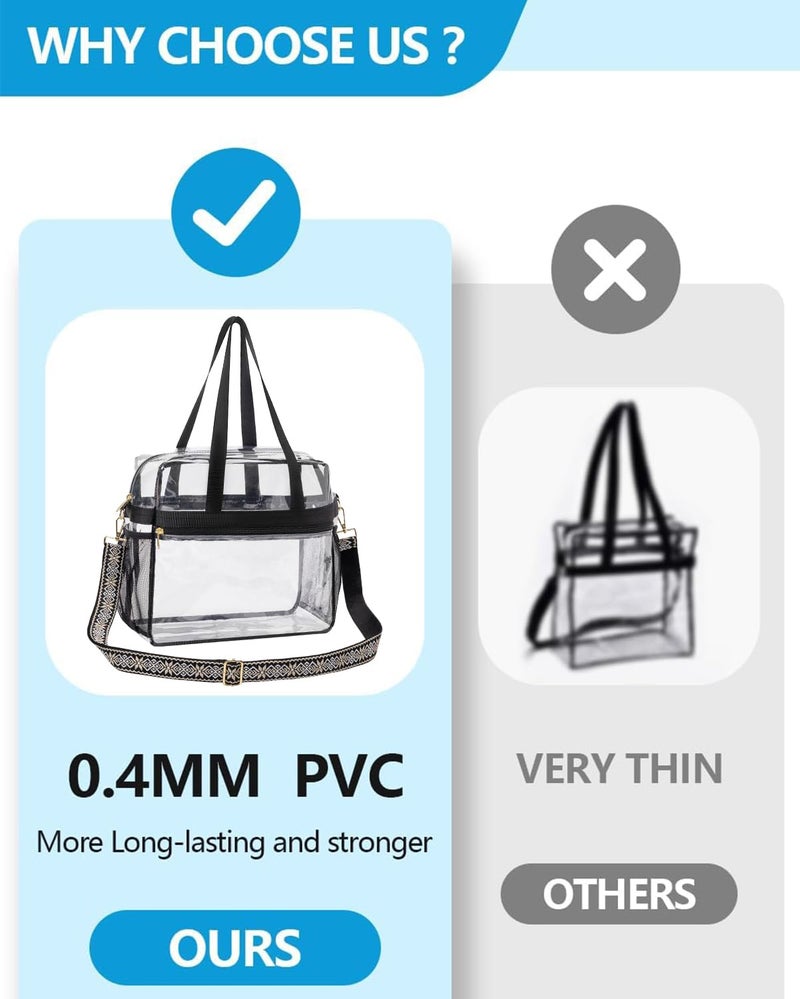 Paxiland Clear Bag for Stadium Events 12x6x12, Clear Tote Bag with Reinforced Strap, Transparent Bag for Sports Concert - Snowflake Strap - Image 5
