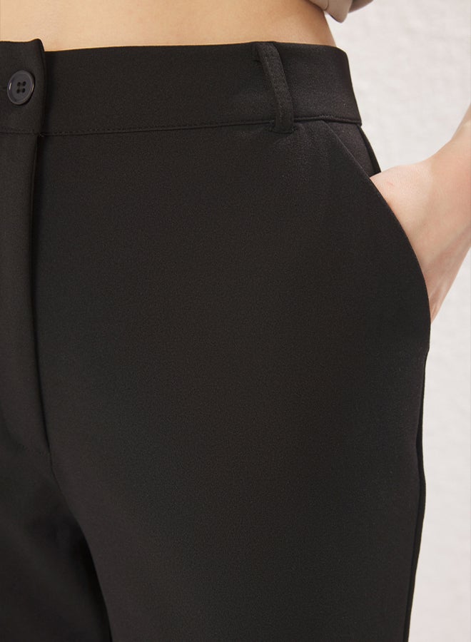 trendyol Black Buttoned Pocket Straight Cut Knitted Trousers - Image 5