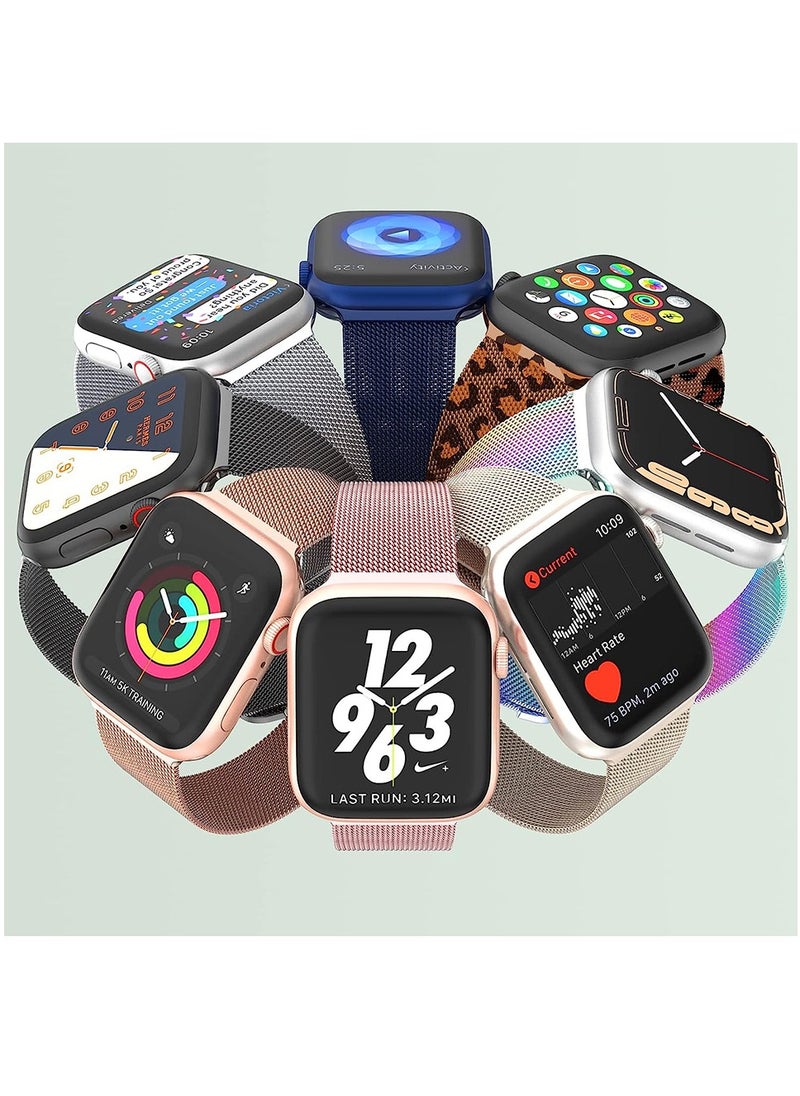 Generic - Compatible with Apple Watch Band Series 9/Ultra 2/SE/Ultra/8/7/6/5/4/3/2/1 42mm 44mm 45mm 49mm Stainless Steel Mesh Loop Magnetic Clasp Replacement for iWatch Bands Black - Image 1