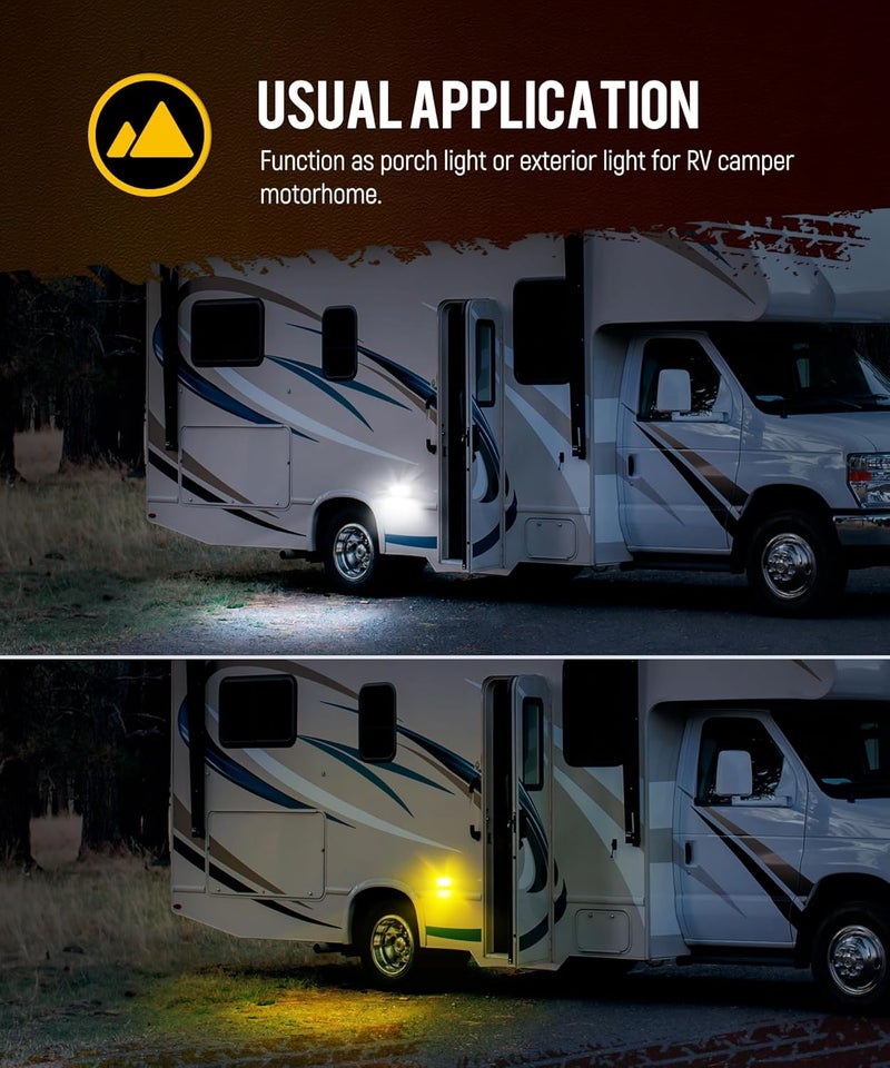 Partsam Oval LED RV Porch Light with Swith, Exterior Utility Light Replacement for Camper Motorhome Trailer, Black Base w/Snap-on, Clear and Amber Lenses Included - Image 4