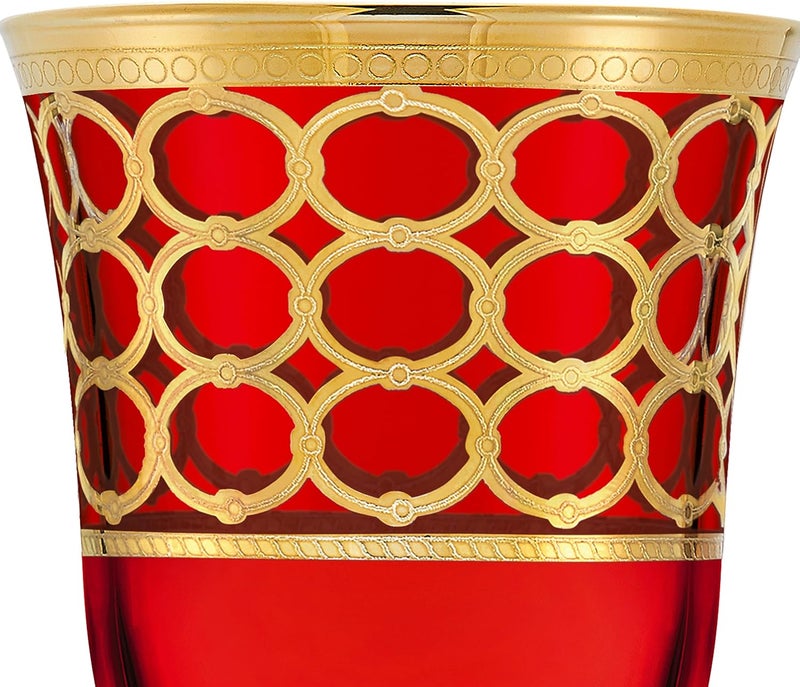 Lorren Home Trends Lorren Home Trends Deep Red Colored Red Wine Goblet with Gold Rings Set of 4  - Image 3