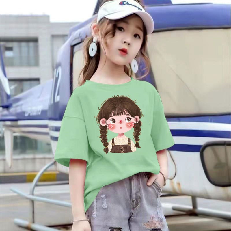 2012# Girls Summer Short Sleeve Big Children'S Online Popular Foreign Style Top Loose Fashion Joker Casual T-Shirt - Image 4