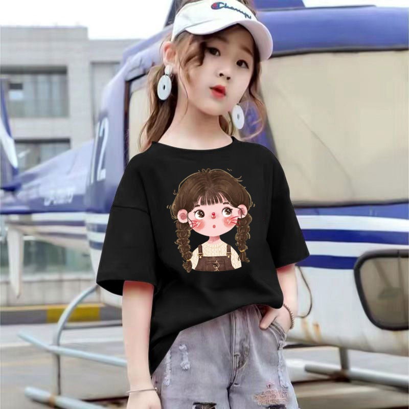 2012# Girls Summer Short Sleeve Big Children'S Online Popular Foreign Style Top Loose Fashion Joker Casual T-Shirt - Image 5