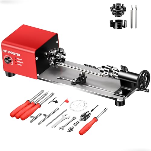 ARTYMASTER Mini Lathe, WM101A-Plus Mini Wood Lathe Machine, 24VDC 96W Power Lathe, Small Benchtop Lathe with Wood Turning Lathe Tools Kits, Infinitely Variable Speed, Professional for DIY Woodworking - Image 1
