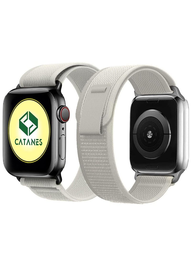 CATANES - Apple Watch Trail Band 49mm 45mm 44mm 42mm Nylon Woven Sport Strap for iWatch Series Ultra/8/7/SE/6/5/4/3/2/2 Grey - Image 1