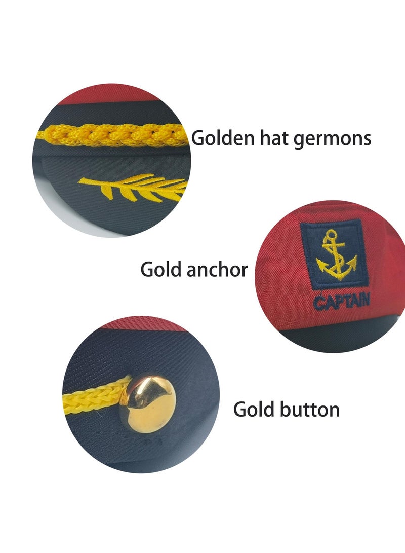 كابتن تيك Red Captain hat Adjustable Navy Marine Sailor for  Costume Accessory - Image 2