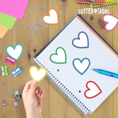Sutter Signs Paper Heart Cutouts 108pcs | Cut Out Shapes for Bulletin Board, Classroom, Decorations, Crafts. 3" x 3" - Image 4