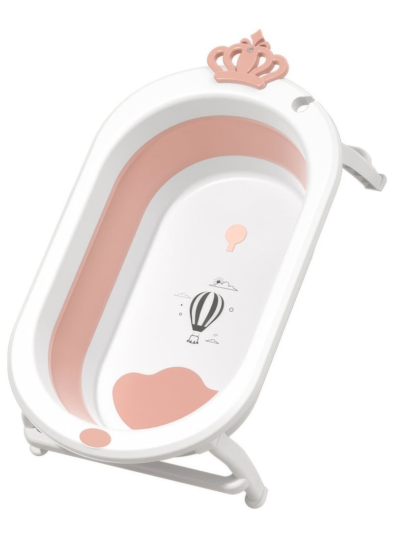 رينوفو حوض استحمام رويال قابل للطي، حوض استحمام محمول للأطفال الصغار، قابل للطي، قابل للطي، آمن، مانع للانزلاق، حوض استحمام للأطفال، وردي - Image 1