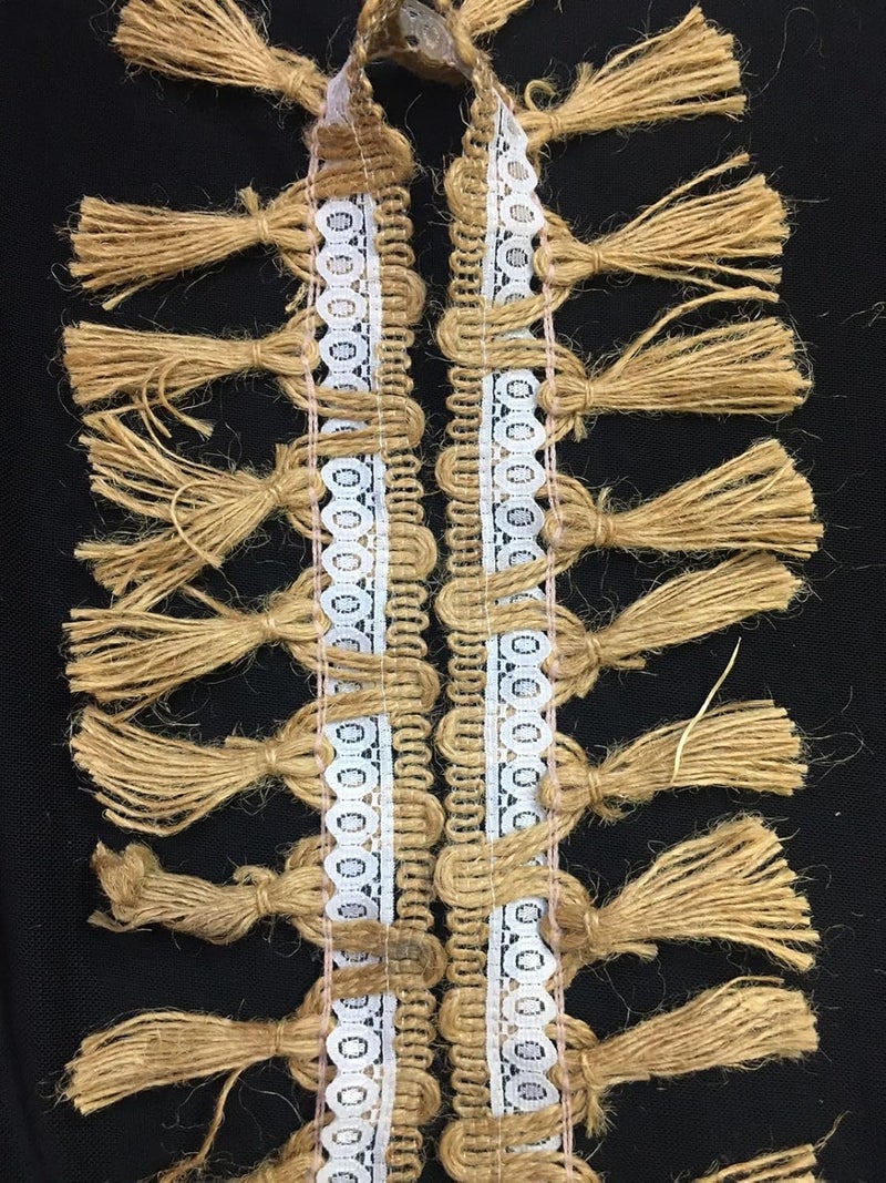 PCJS - Rustic Jute Tassel Lace Trim with White Lace Center – Boho Fringe Ribbon for Crafts, Home Décor, Gift Wrapping & Sewing Projects (5 MTR) - Image 2