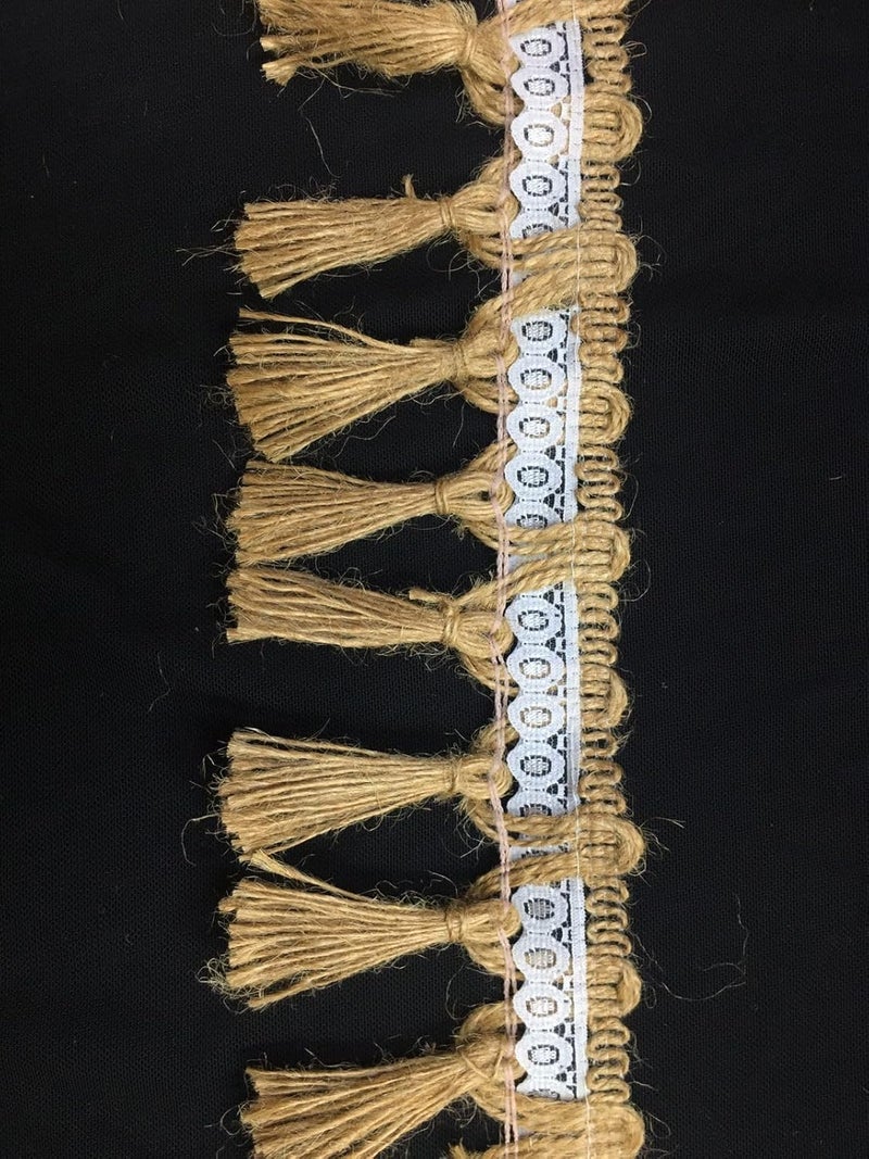 PCJS - Rustic Jute Tassel Lace Trim with White Lace Center – Boho Fringe Ribbon for Crafts, Home Décor, Gift Wrapping & Sewing Projects (5 MTR) - Image 5