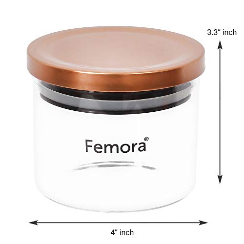 Femora Borosilicate Glass Jar with Golden Metallic Lid, Jars for Kitchen Storage - 300 ml/gm, Set of 3, Free Replacement of Lids - Image 4