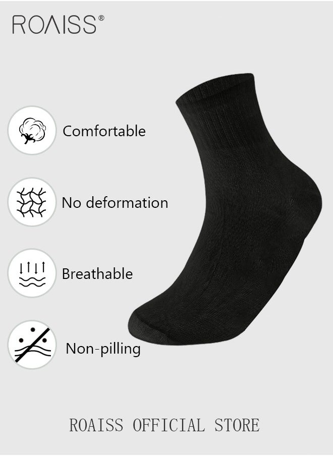 roaiss 5 Pairs Disposable Mid Calf Socks for Men Portable Throwaway Compressed Cotton Socks Sweat Absorbent and Breathable Crew Sock for Sports Business or Travel  - Image 3