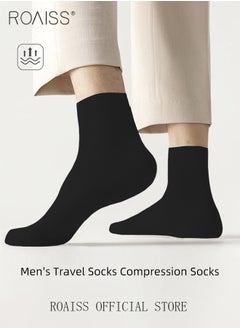roaiss 5 Pairs Disposable Mid Calf Socks for Men Portable Throwaway Compressed Cotton Socks Sweat Absorbent and Breathable Crew Sock for Sports Business or Travel  - Image 5