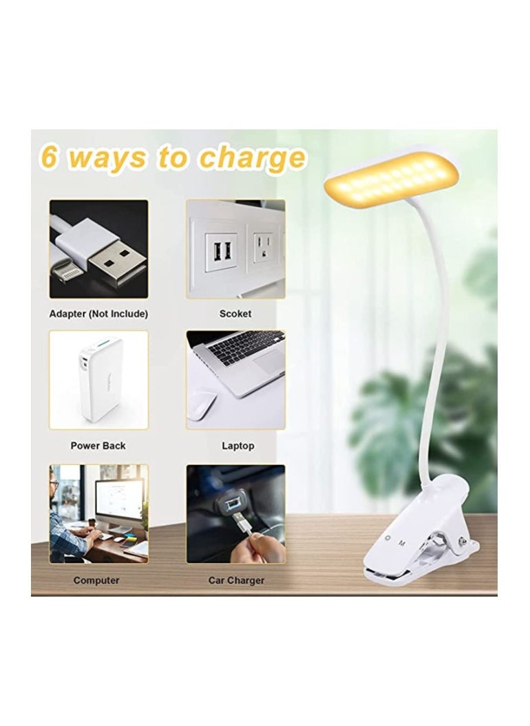 Generic USB Desk Lamp with 36 LED, 5 Color Modes & Brightness Levels, Eye Protection Clip-On Light for Reading, Video Conferencing, and Bedside Use (White)  - Image 1