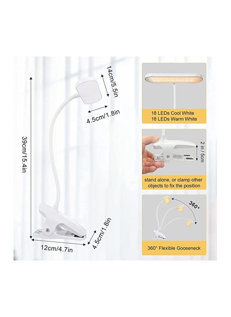 Generic USB Desk Lamp with 36 LED, 5 Color Modes & Brightness Levels, Eye Protection Clip-On Light for Reading, Video Conferencing, and Bedside Use (White)  - Image 5